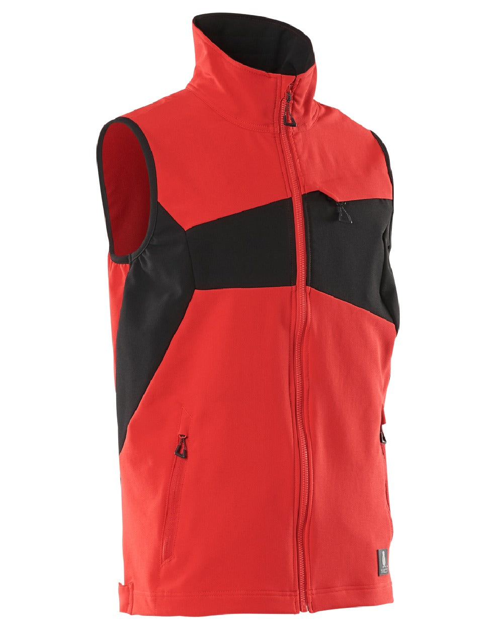 Traffic Red Black Coloured Mascot Workwear Mens Accelerate Lightweight Gilet on white background 