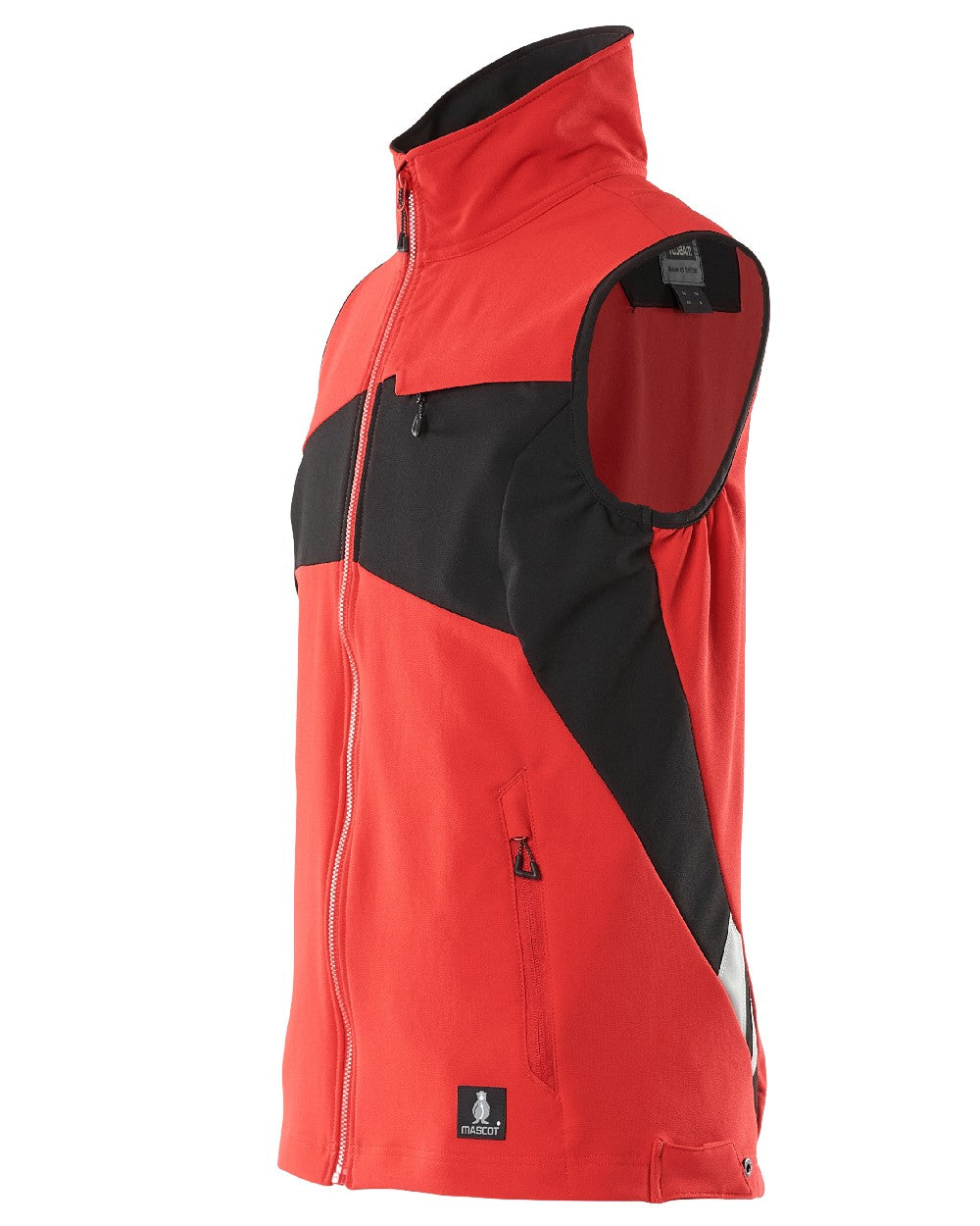 Traffic Red Black Coloured Mascot Workwear Mens Accelerate Lightweight Gilet on white background 