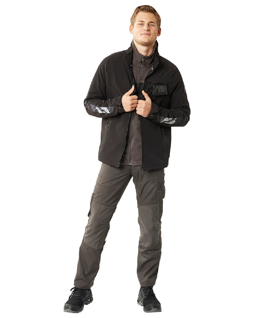 Dark Anthracite Black Coloured Mascot Workwear Mens Accelerate Lightweight Jacket on white background 