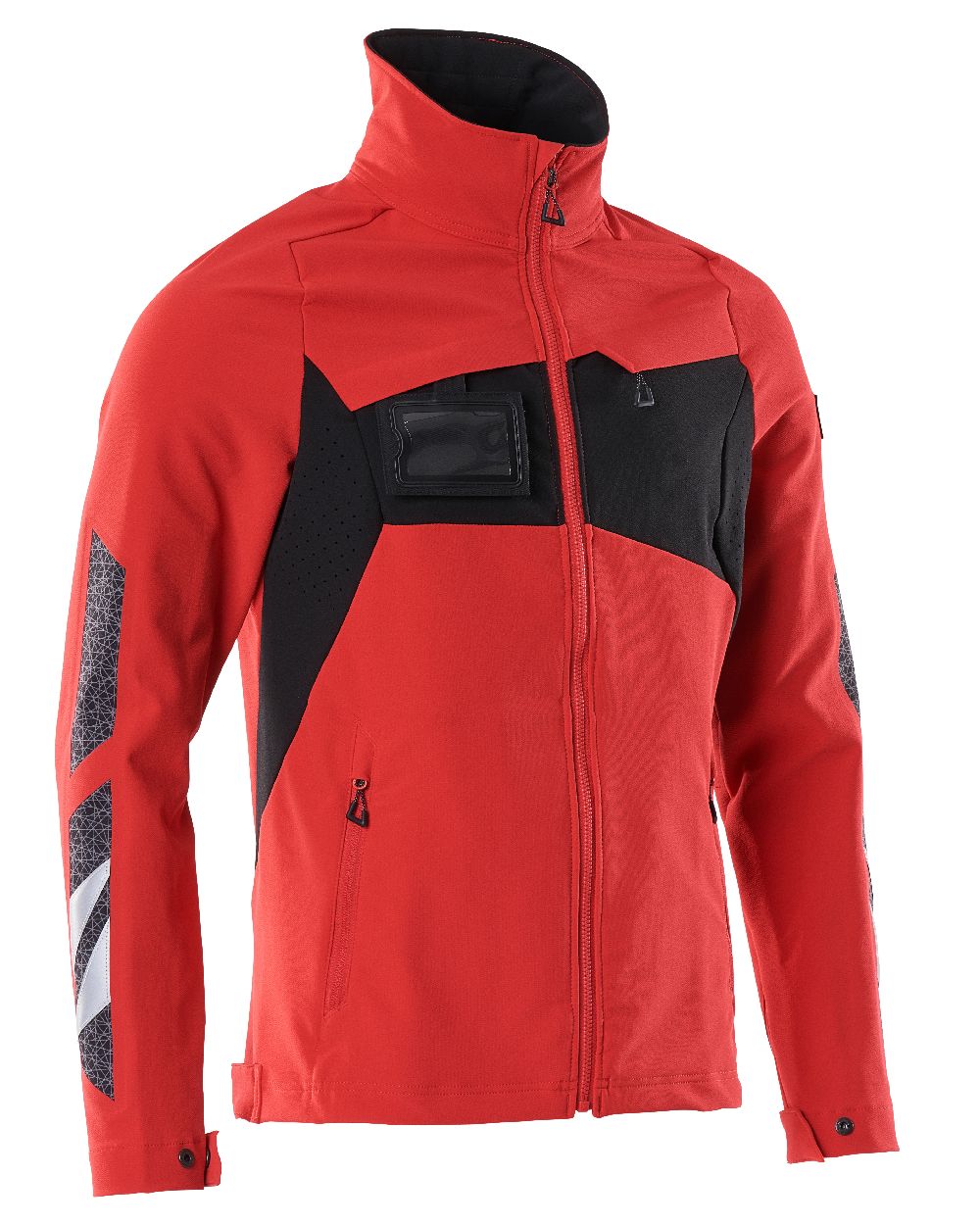 Traffic Red Black Coloured Mascot Workwear Mens Accelerate Lightweight Jacket on white background 