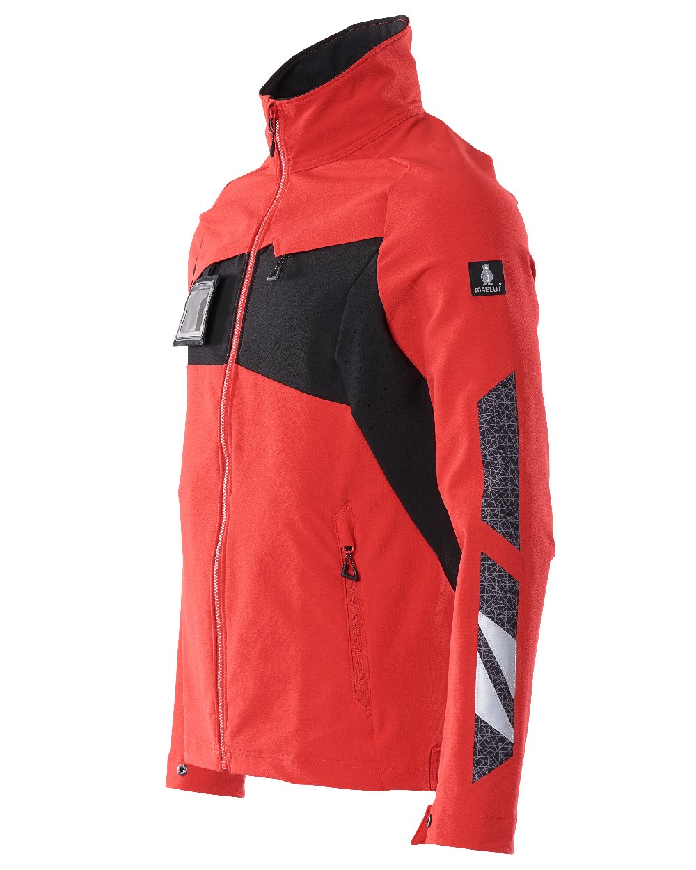 Traffic Red Black Coloured Mascot Workwear Mens Accelerate Lightweight Jacket on white background 
