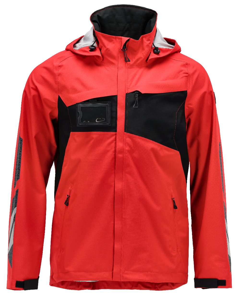 Traffic Red Black Coloured Mascot Workwear Mens Accelerate Lightweight Outer Shell Jacket on white background