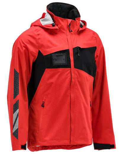 Traffic Red Black Coloured Mascot Workwear Mens Accelerate Lightweight Outer Shell Jacket on white background 
