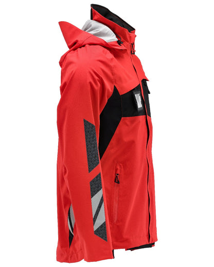 Traffic Red Black Coloured Mascot Workwear Mens Accelerate Lightweight Outer Shell Jacket on white background 