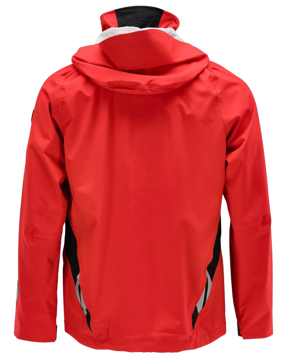 Traffic Red Black Coloured Mascot Workwear Mens Accelerate Lightweight Outer Shell Jacket on white background 