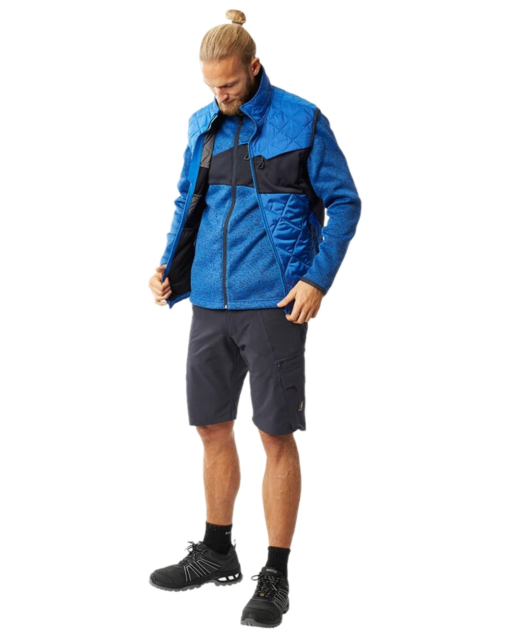 Azure Blue Dark Navy Coloured Mascot Workwear Mens Accelerate Lightweight Thermal Gilet on white background 
