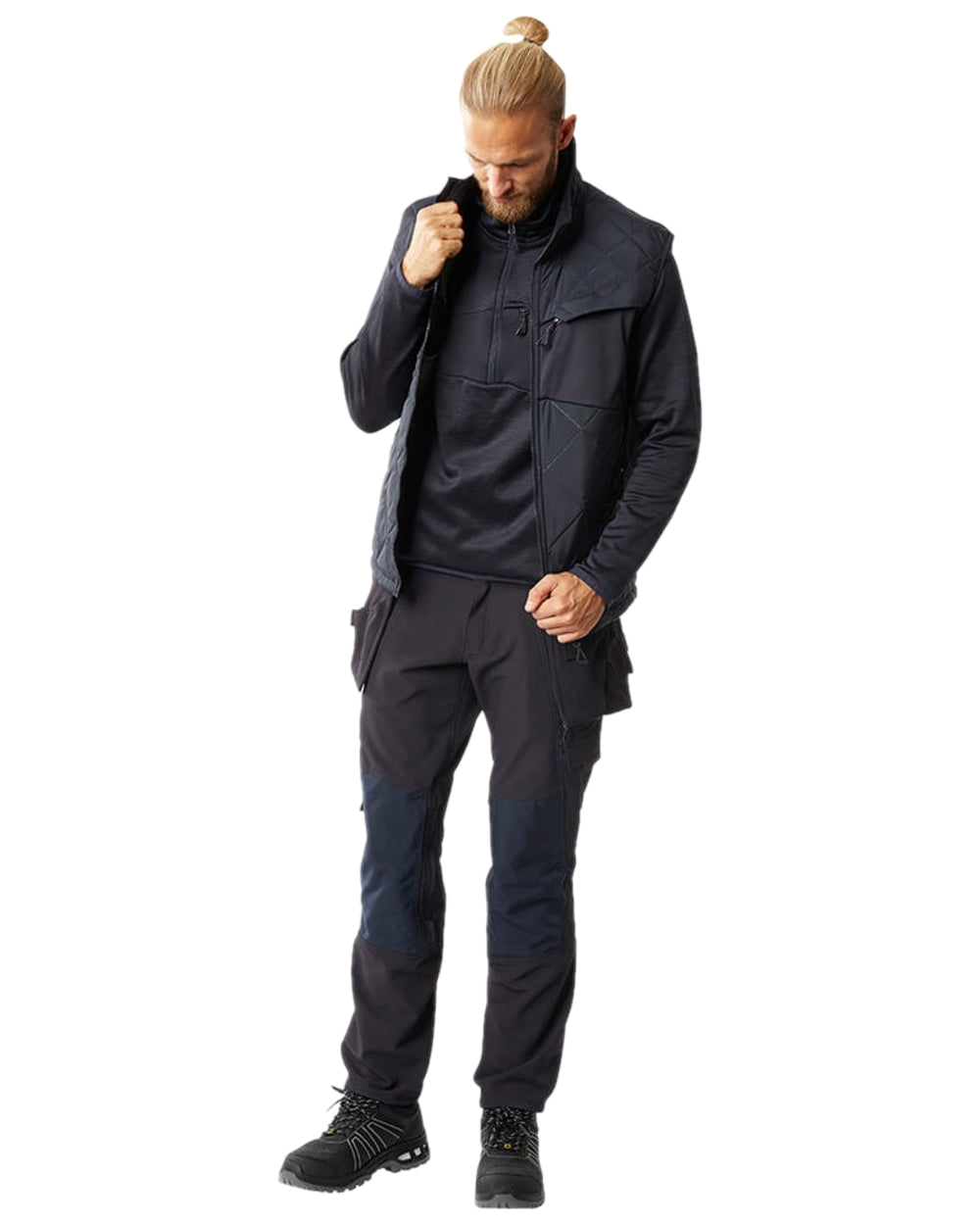 Black Coloured Mascot Workwear Mens Accelerate Lightweight Thermal Gilet on white background 