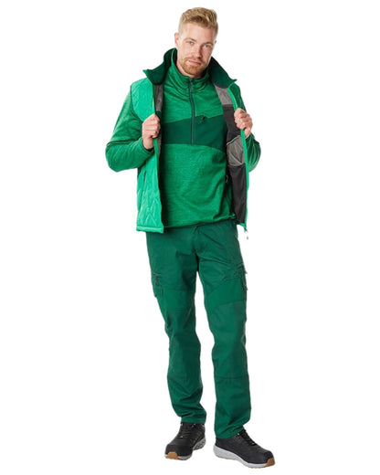 Grass Green Coloured Mascot Workwear Mens Accelerate Lightweight Thermal Gilet on white background 