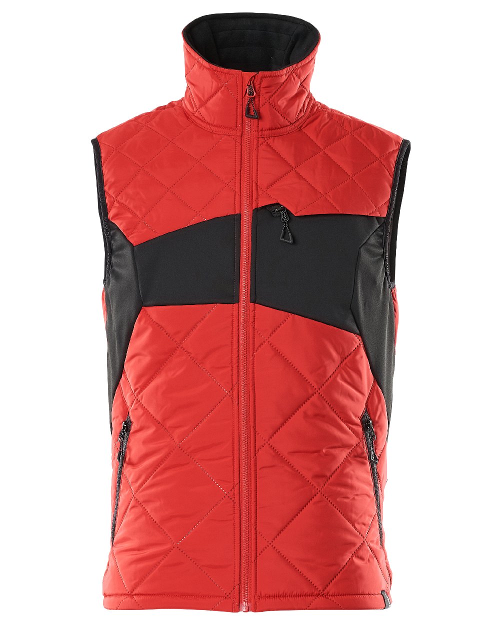 Traffic Red Black Coloured Mascot Workwear Mens Accelerate Lightweight Thermal Gilet on white background 