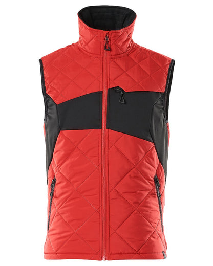 Traffic Red Black Coloured Mascot Workwear Mens Accelerate Lightweight Thermal Gilet on white background 