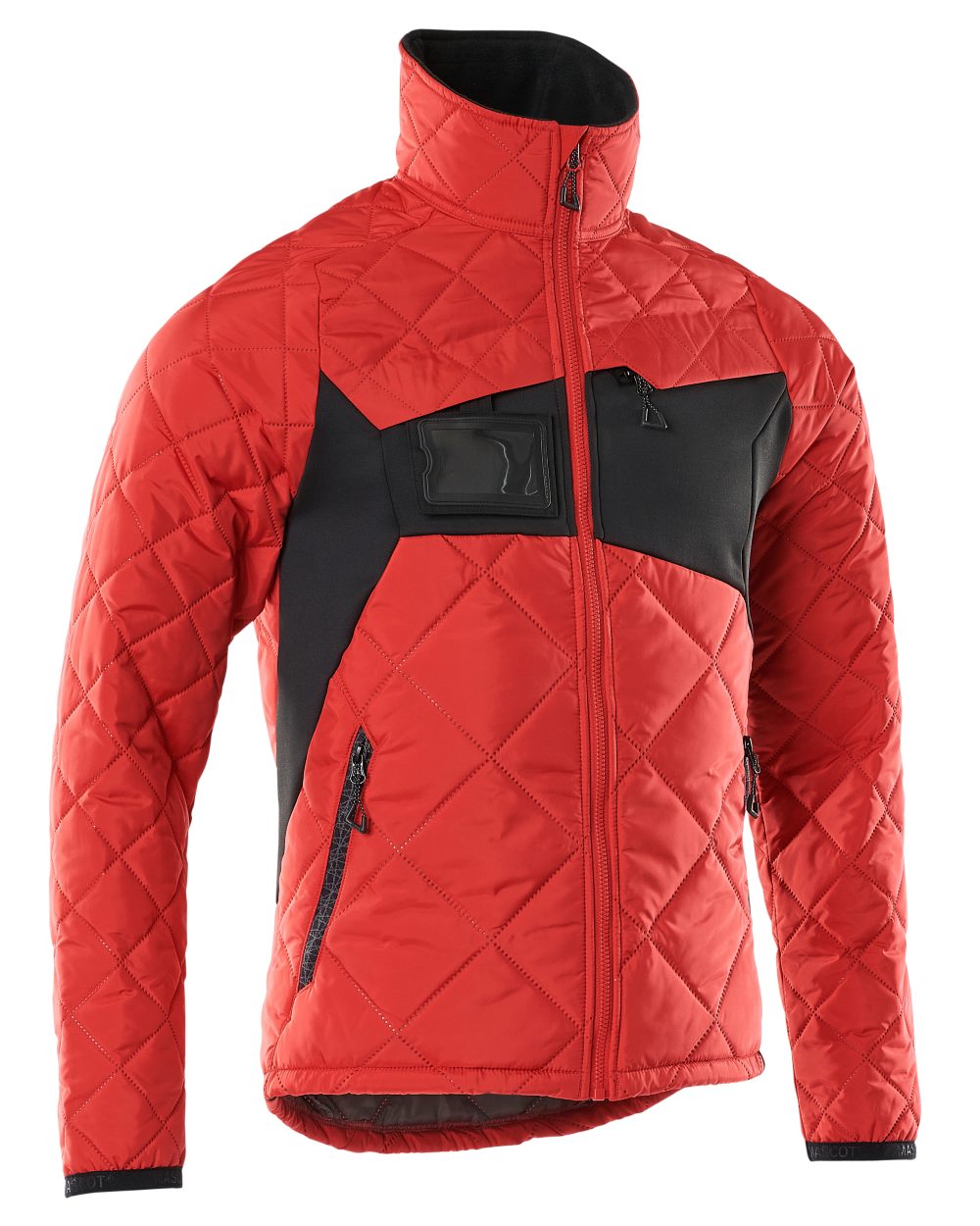 Traffic Red Black Coloured Mascot Workwear Mens Accelerate Lightweight Thermal Jacket on white background 
