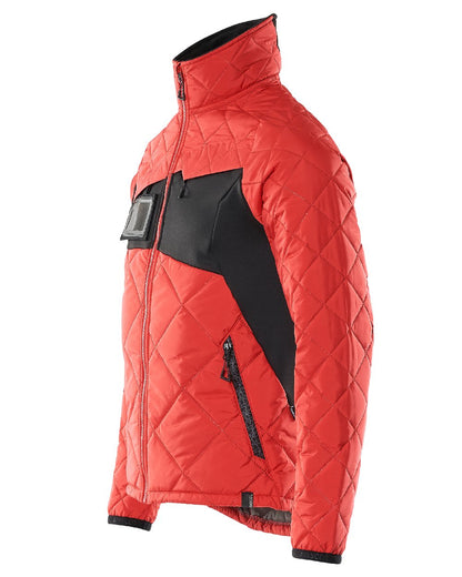 Traffic Red Black Coloured Mascot Workwear Mens Accelerate Lightweight Thermal Jacket on white background 