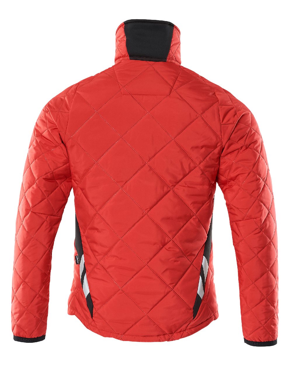 Traffic Red Black Coloured Mascot Workwear Mens Accelerate Lightweight Thermal Jacket on white background 