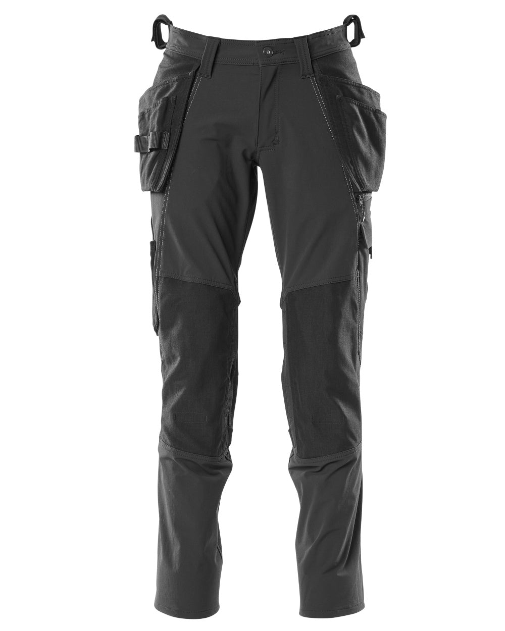 Black Coloured Mascot Workwear Mens Accelerate Lightweight Trousers With Holster Pockets on white background