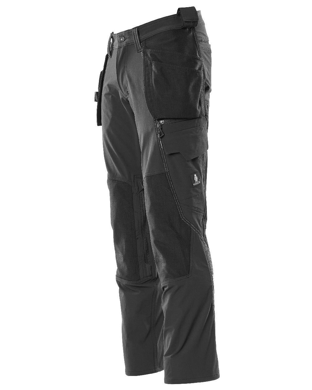 Black Coloured Mascot Workwear Mens Accelerate Lightweight Trousers With Holster Pockets on white background 