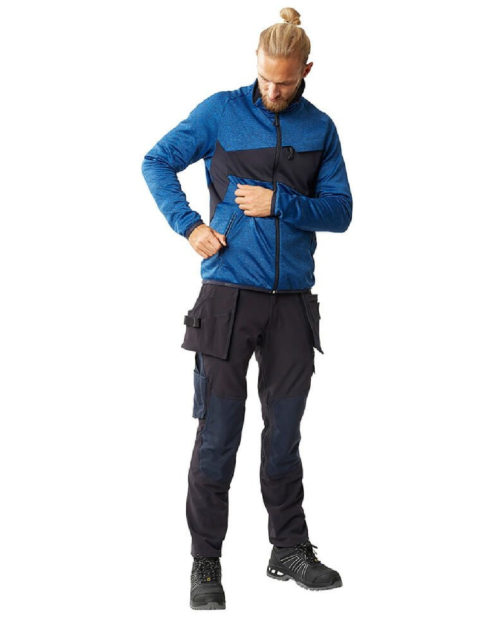 Dark Navy Coloured Mascot Workwear Mens Accelerate Lightweight Trousers With Holster Pockets on white background 