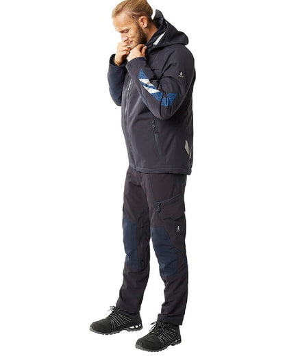 Dark Navy Coloured Mascot Workwear Mens Accelerate Lightweight Trousers With Holster Pockets on white background 