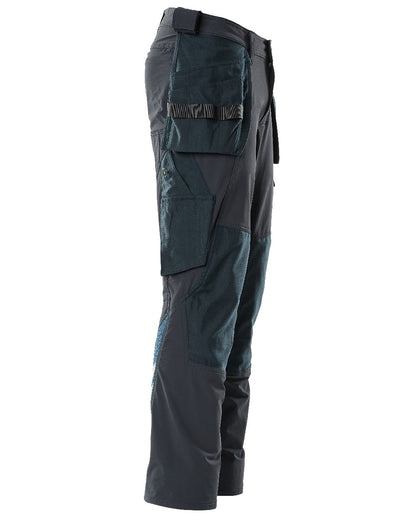 Dark Navy Coloured Mascot Workwear Mens Accelerate Lightweight Trousers With Holster Pockets on white background 