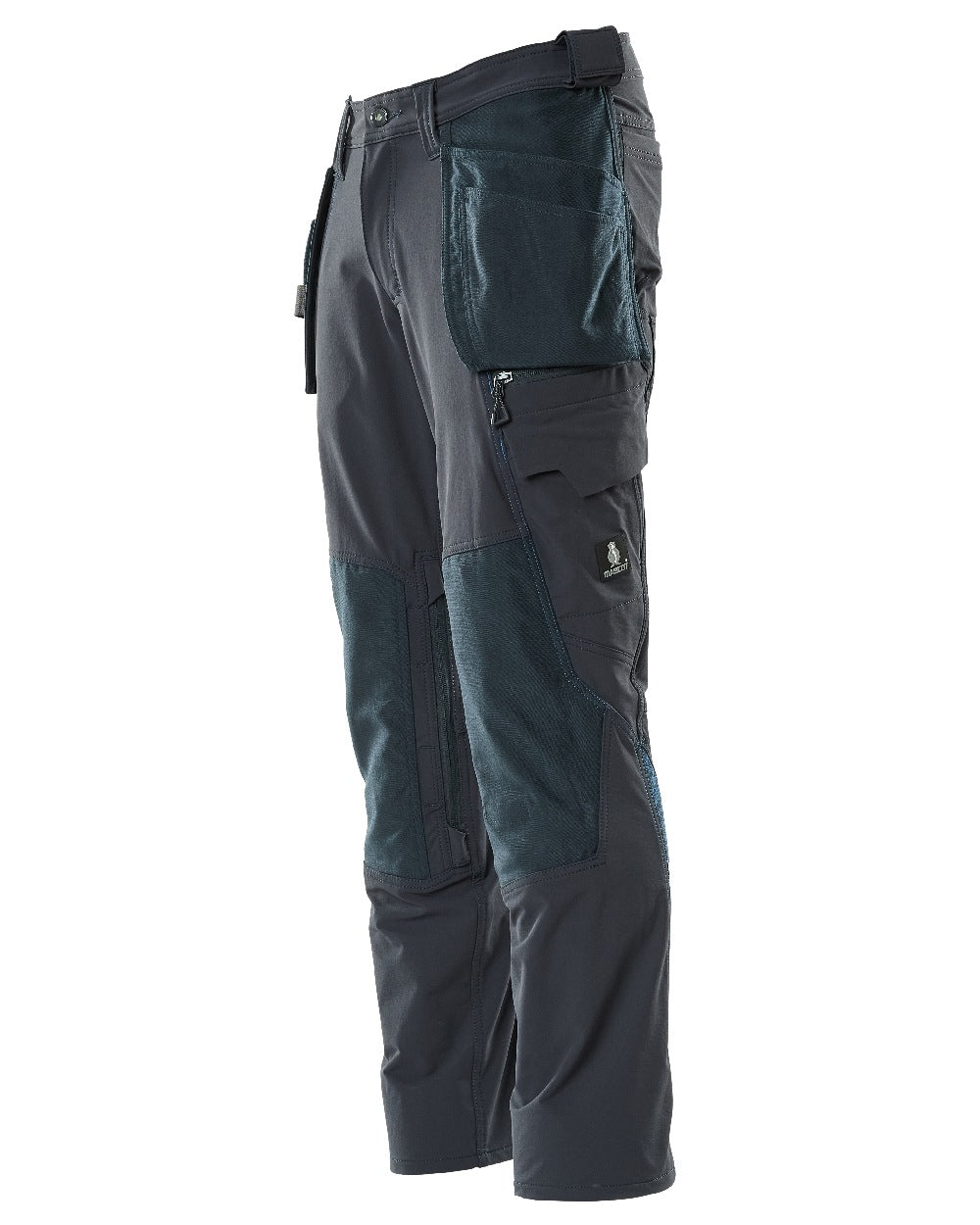 Dark Navy Coloured Mascot Workwear Mens Accelerate Lightweight Trousers With Holster Pockets on white background 