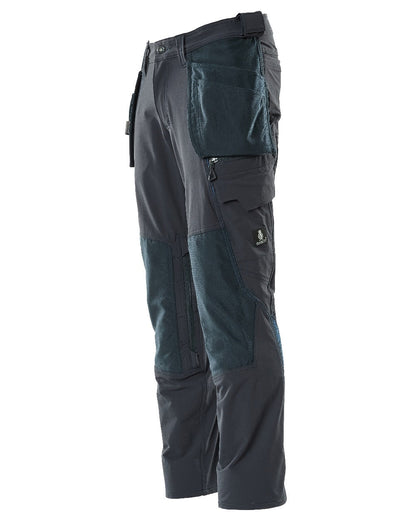Dark Navy Coloured Mascot Workwear Mens Accelerate Lightweight Trousers With Holster Pockets on white background 