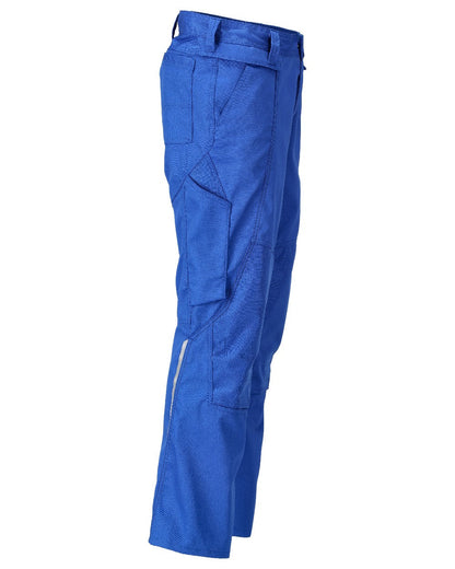Azure Blue Coloured Mascot Workwear Mens Accelerate Lightweight Trousers With Kneepad Pockets on white background 