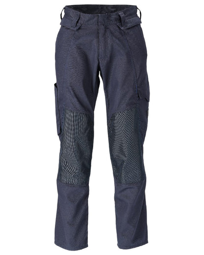 Dark Navy Coloured Mascot Workwear Mens Accelerate Lightweight Trousers With Kneepad Pockets on white background 