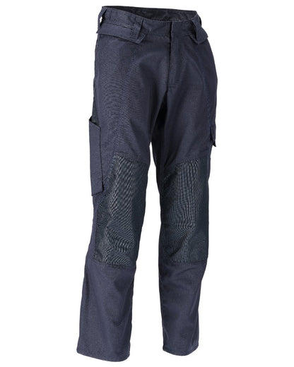 Dark Navy Coloured Mascot Workwear Mens Accelerate Lightweight Trousers With Kneepad Pockets on white background 