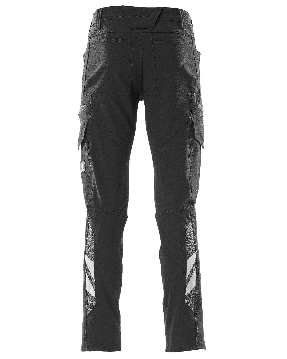 Black Coloured Mascot Workwear Mens Accelerate Lightweight Trousers With Thigh Pockets on white background 
