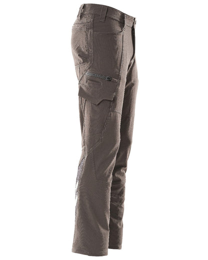 Dark Anthracite Coloured Mascot Workwear Mens Accelerate Lightweight Trousers With Thigh Pockets on white background 