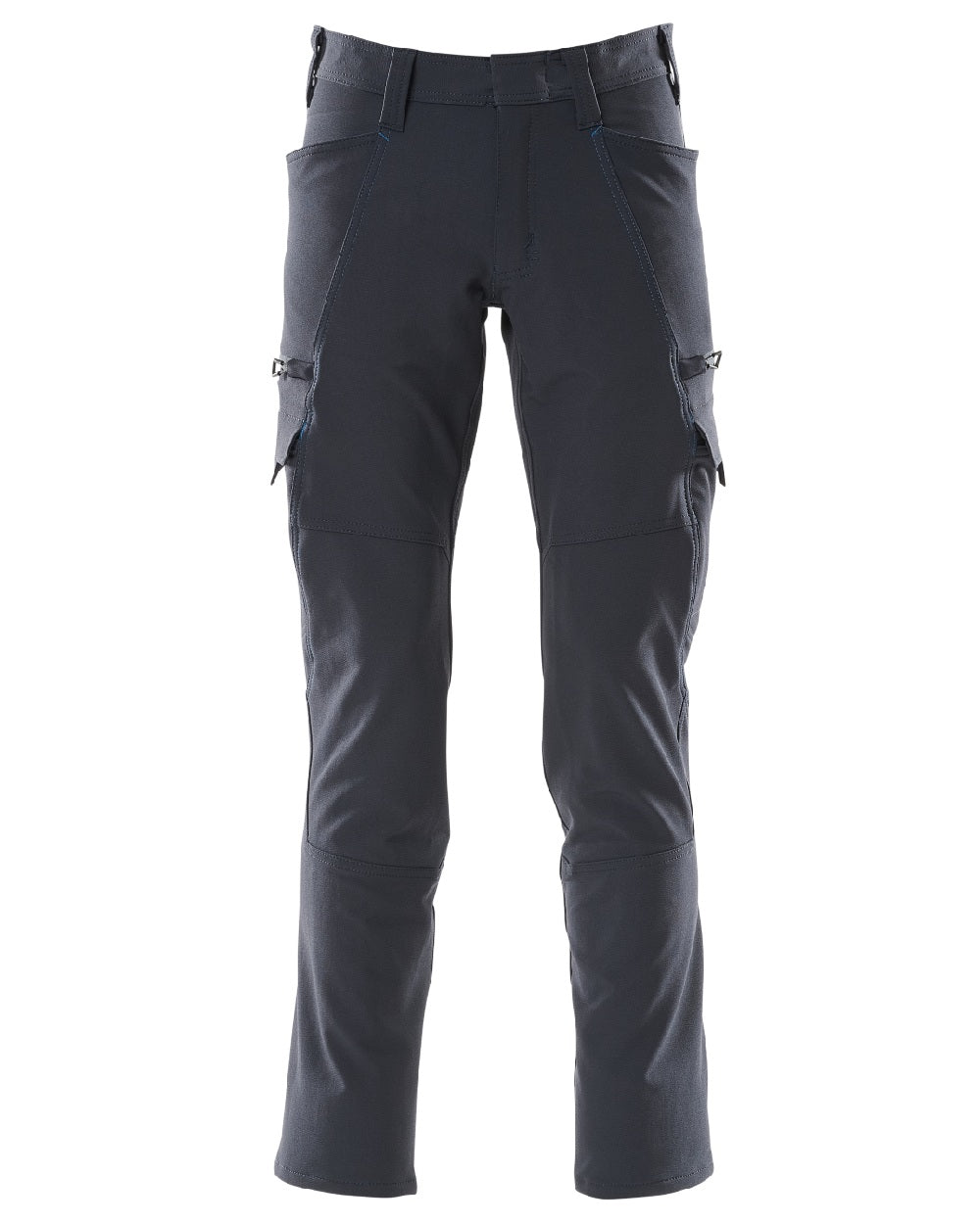 Dark Navy Coloured Mascot Workwear Mens Accelerate Lightweight Trousers With Thigh Pockets on white background 