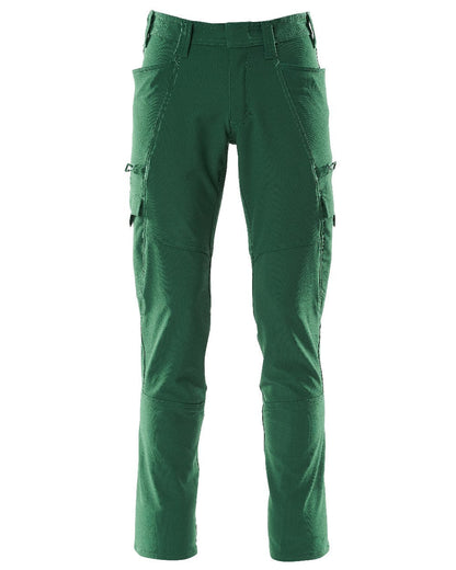 Green Coloured Mascot Workwear Mens Accelerate Lightweight Trousers With Thigh Pockets on white background 