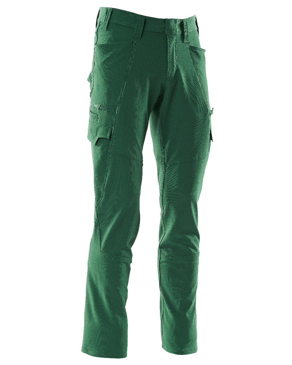 Green Coloured Mascot Workwear Mens Accelerate Lightweight Trousers With Thigh Pockets on white background 