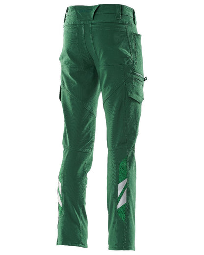 Green Coloured Mascot Workwear Mens Accelerate Lightweight Trousers With Thigh Pockets on white background 