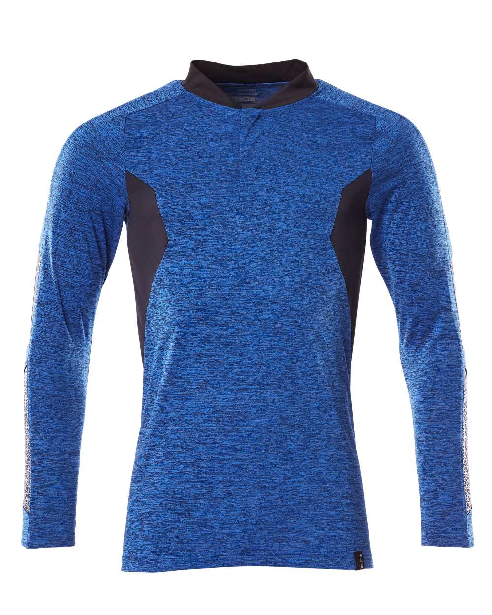 Azure Blue Dark Navy Coloured Mascot Workwear Mens Accelerate Long Sleeved Polo Shirt on white background 