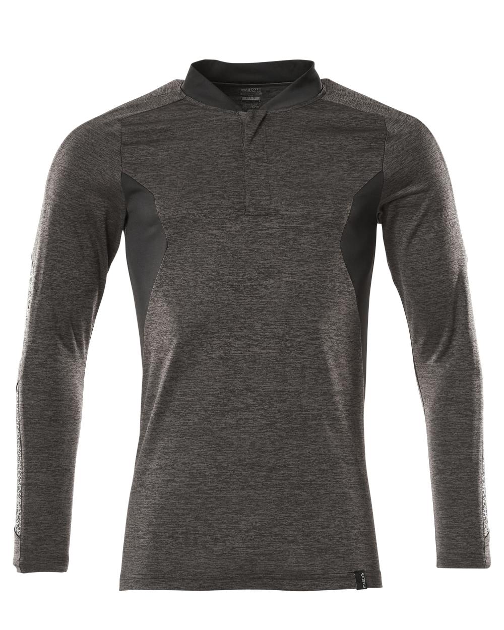 Dark Anthracite Black Coloured Mascot Workwear Mens Accelerate Long Sleeved Polo Shirt on white background 