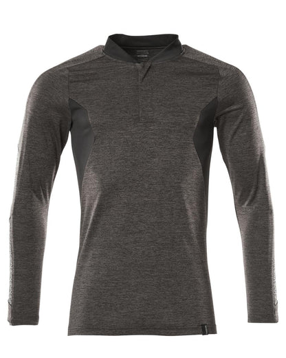 Dark Anthracite Black Coloured Mascot Workwear Mens Accelerate Long Sleeved Polo Shirt on white background 