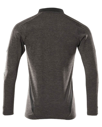 Dark Anthracite Black Coloured Mascot Workwear Mens Accelerate Long Sleeved Polo Shirt on white background 