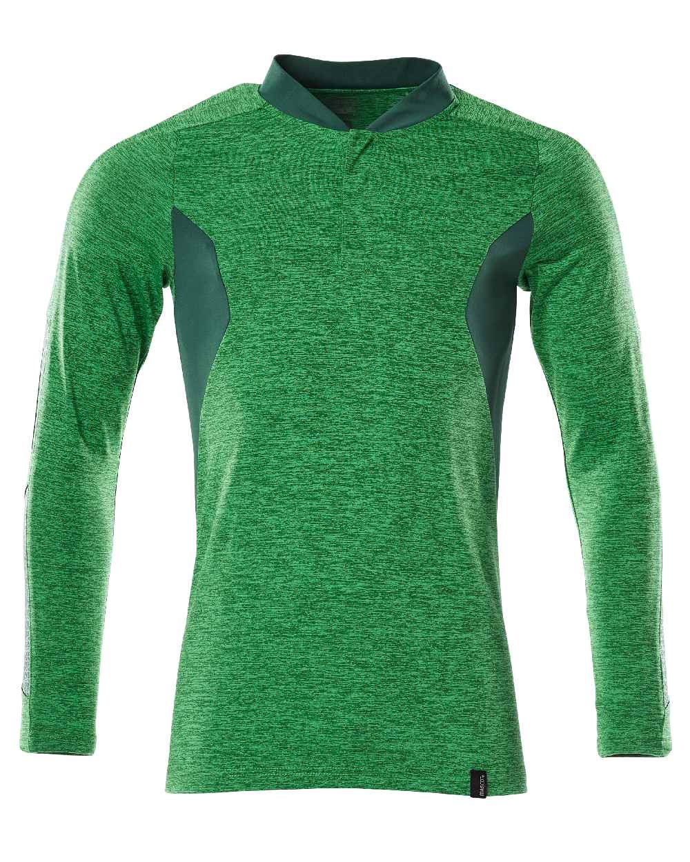 Grass Green Coloured Mascot Workwear Mens Accelerate Long Sleeved Polo Shirt on white background 