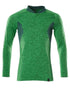Grass Green Coloured Mascot Workwear Mens Accelerate Long Sleeved Polo Shirt on white background 