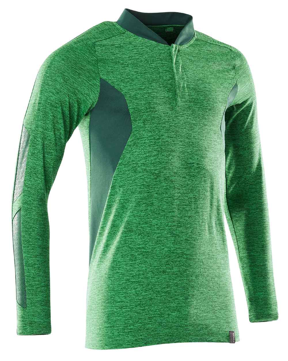 Grass Green Coloured Mascot Workwear Mens Accelerate Long Sleeved Polo Shirt on white background 