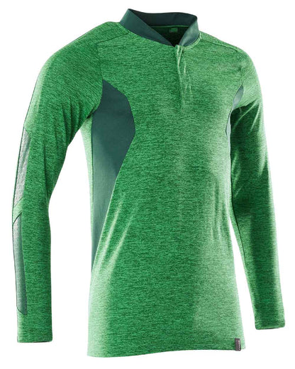 Grass Green Coloured Mascot Workwear Mens Accelerate Long Sleeved Polo Shirt on white background 