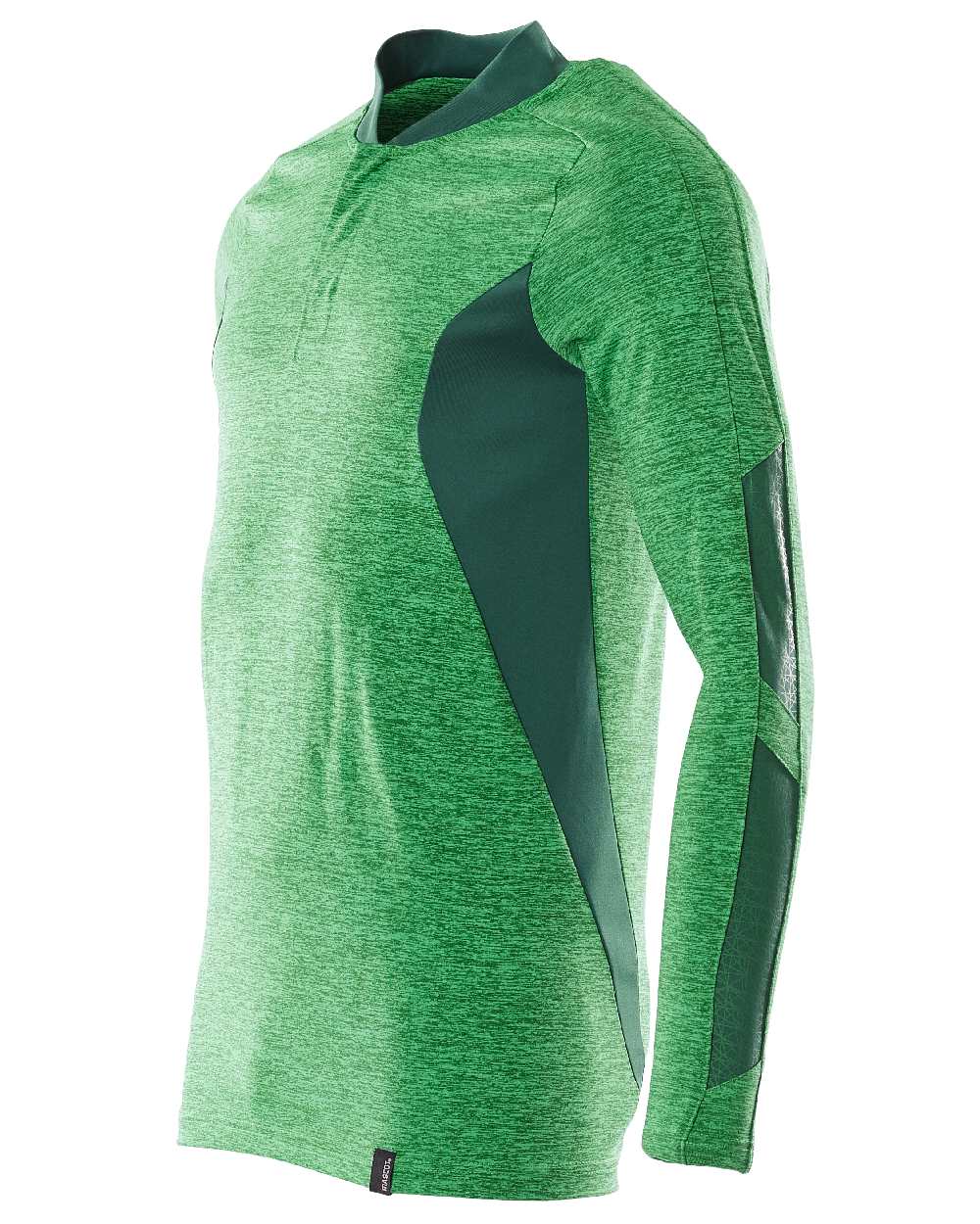 Grass Green Coloured Mascot Workwear Mens Accelerate Long Sleeved Polo Shirt on white background 