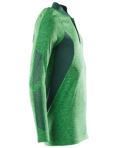 Grass Green Coloured Mascot Workwear Mens Accelerate Long Sleeved Polo Shirt on white background 