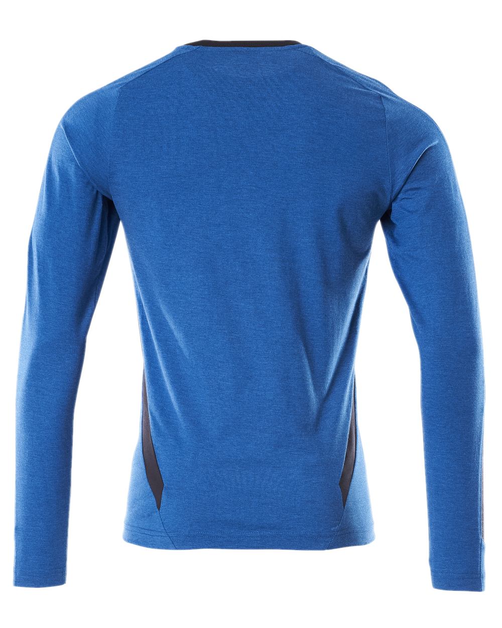 Azure Blue Dark Navy Coloured Mascot Workwear Mens Accelerate Long Sleeved T-Shirt on white background 