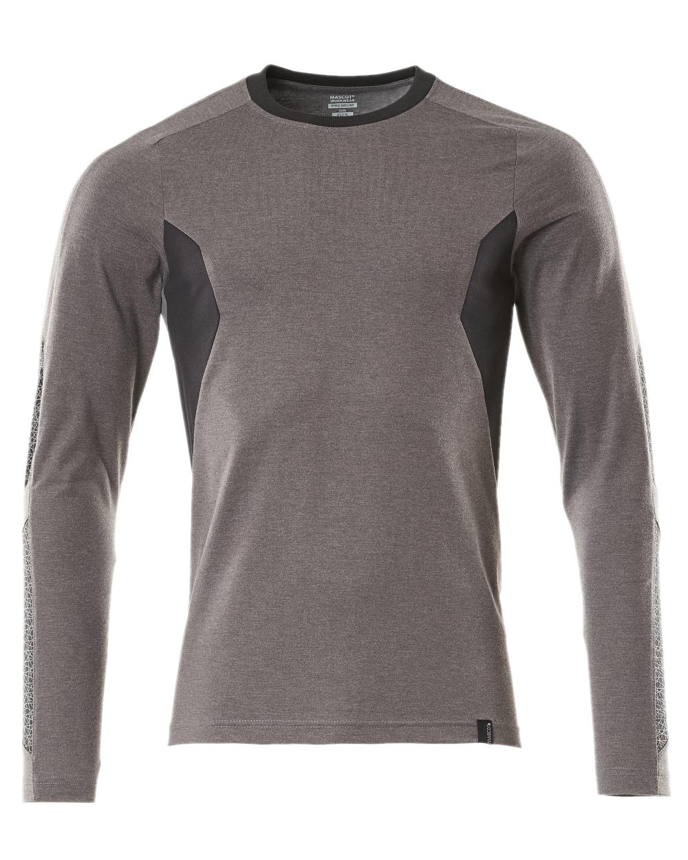 Dark Anthracite Black Coloured Mascot Workwear Mens Accelerate Long Sleeved T-Shirt on white background 