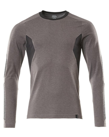 Dark Anthracite Black Coloured Mascot Workwear Mens Accelerate Long Sleeved T-Shirt on white background 