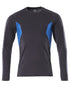 Dark Navy Azure Blue Coloured Mascot Workwear Mens Accelerate Long Sleeved T-Shirt on white background 