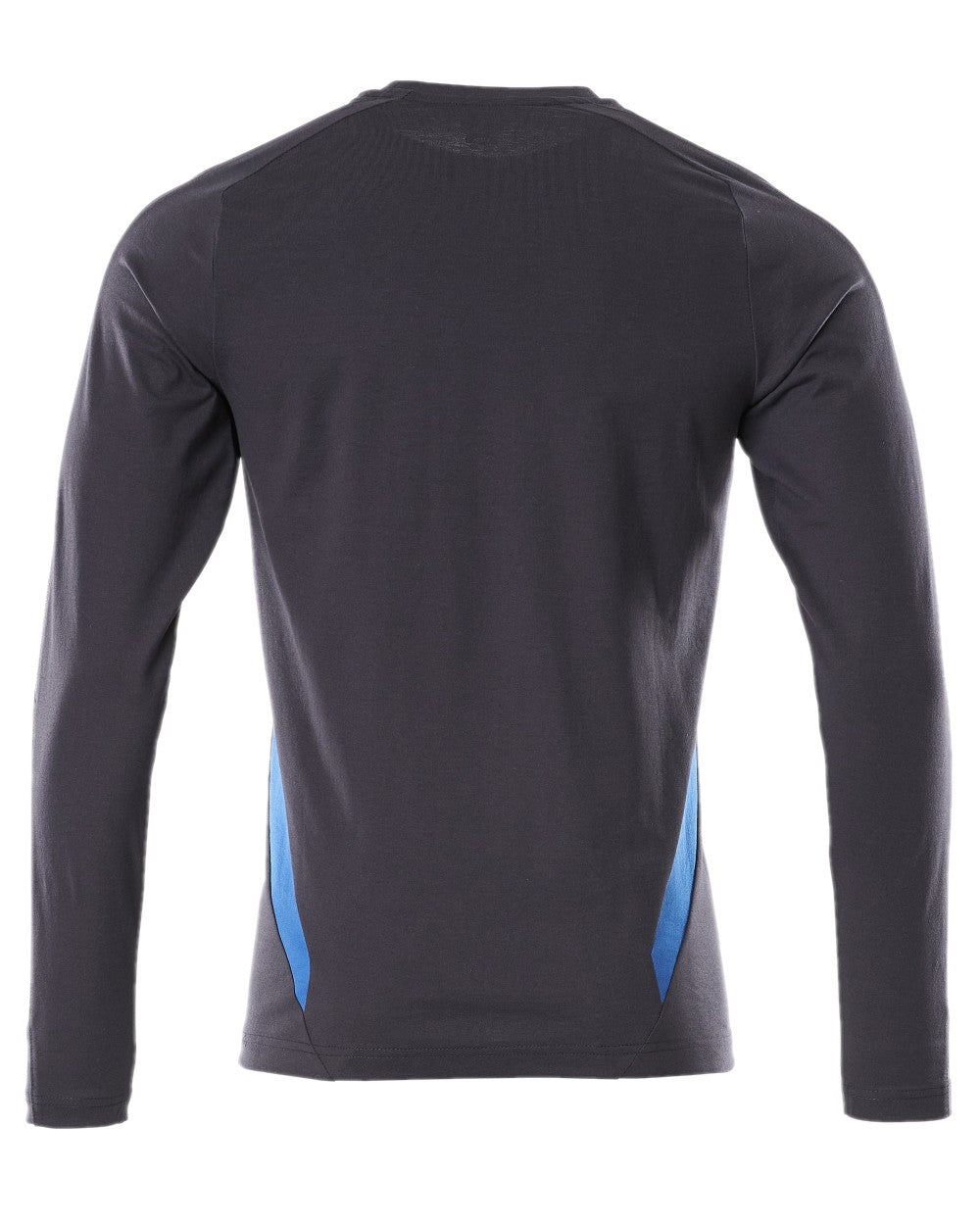 Dark Navy Azure Blue Coloured Mascot Workwear Mens Accelerate Long Sleeved T-Shirt on white background 