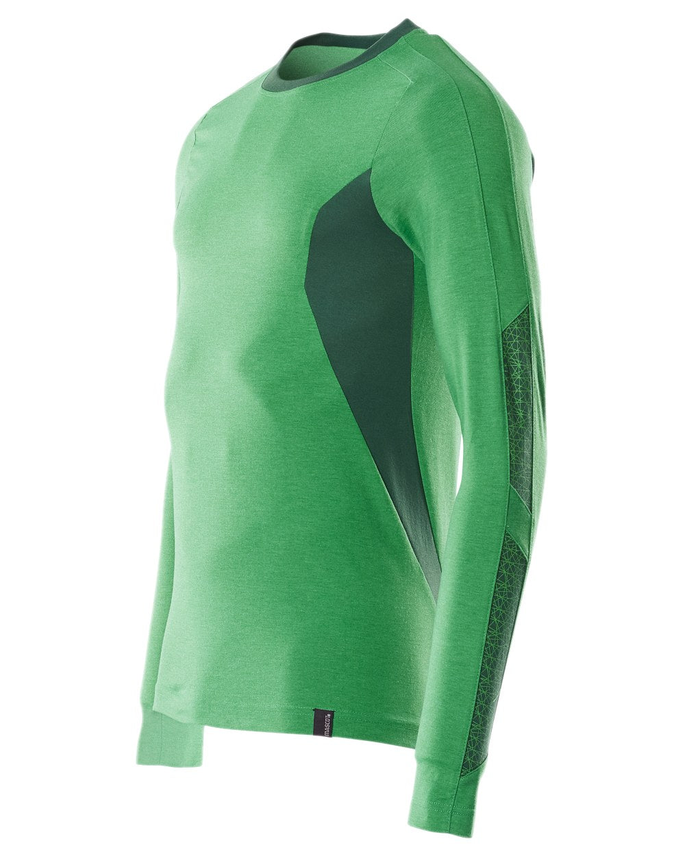 Grass Green Coloured Mascot Workwear Mens Accelerate Long Sleeved T-Shirt on white background 