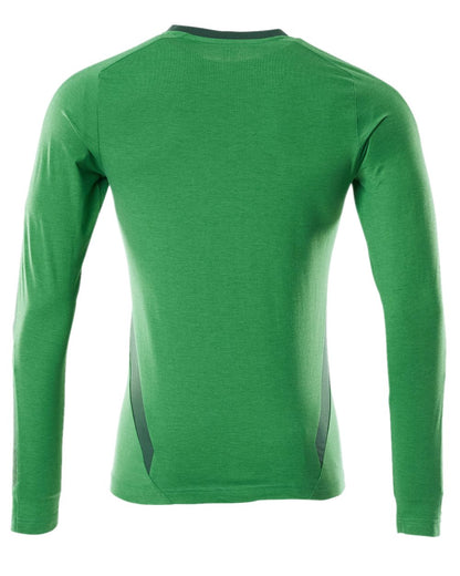 Grass Green Coloured Mascot Workwear Mens Accelerate Long Sleeved T-Shirt on white background 
